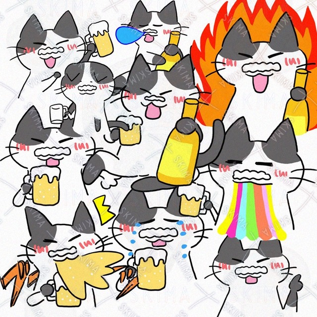 ハチワレ猫の今日も飲むぞ