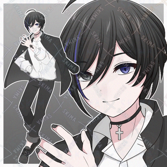 学ランを着た中二病風な青年【表情差分10種】