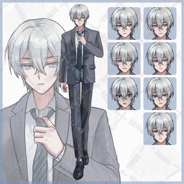 クールな白髪の男／スーツ・制服・喪服（全42差分）