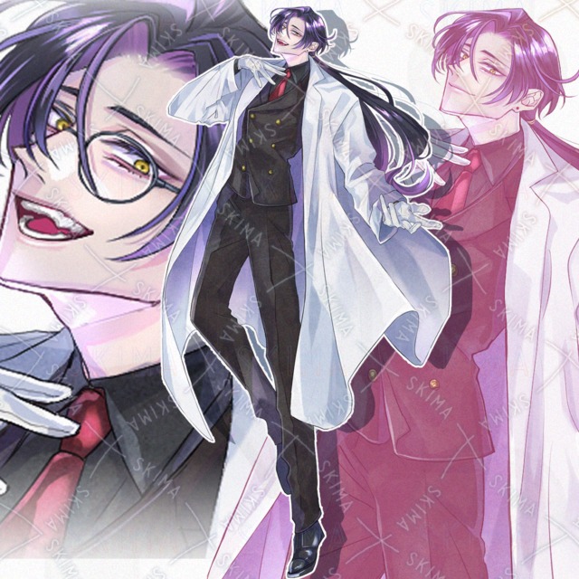 白衣の男性【表情9種＋眼鏡レイヤー】