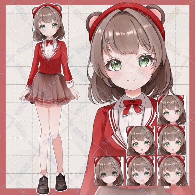 【限定価格】赤いくまさんベレー帽の女の子【表情７種】