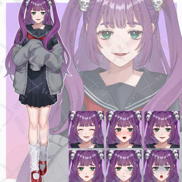 【表情6種/懐中電灯差分あり】怪談好きの黒セーラー女子