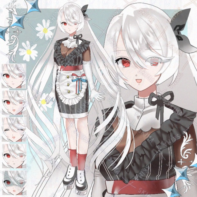 [SALE]白髪赤目の女の子2(表情5種)