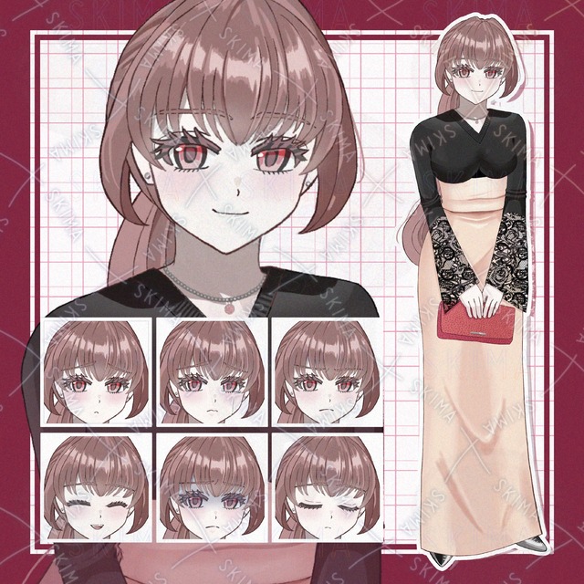 綺麗めな衣装の女性【表情７種】