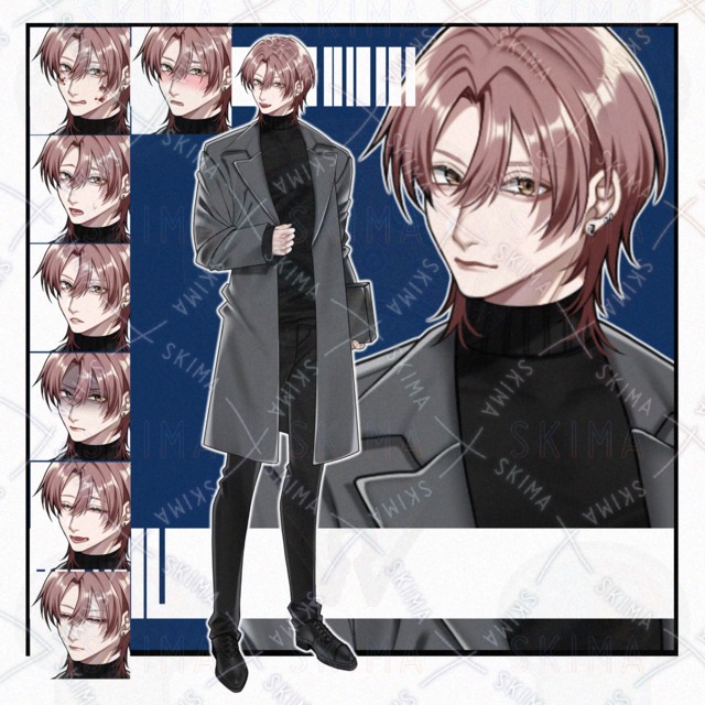 【立ち絵】コート/男性キャラ【表情9種】