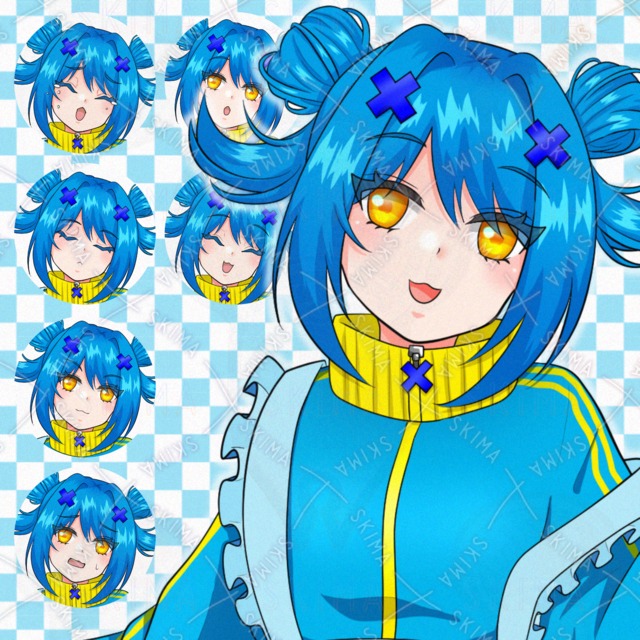 【表情差分7種】ジャージメイドの女性キャラ