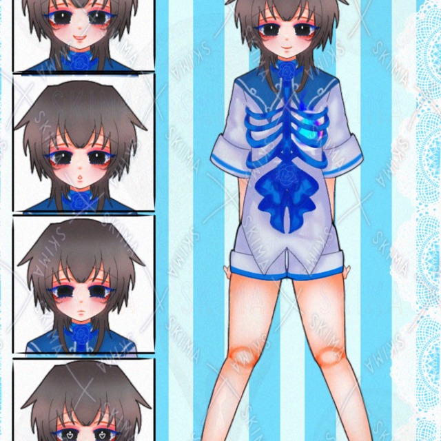 青いドールのような子