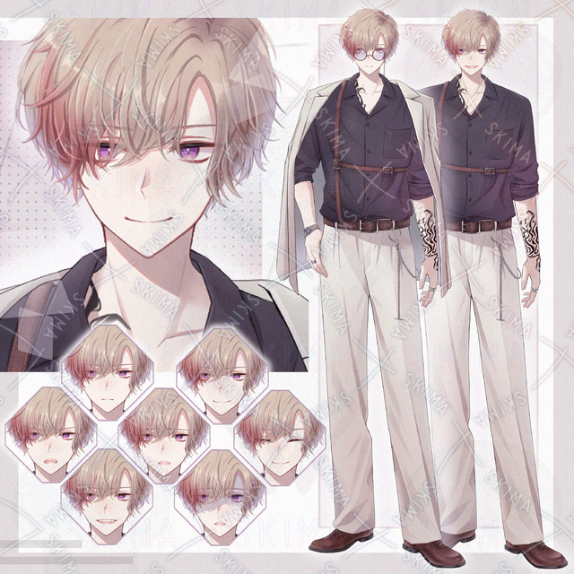 【表情7種+ジャケット+眼鏡+アイコン1種】男性