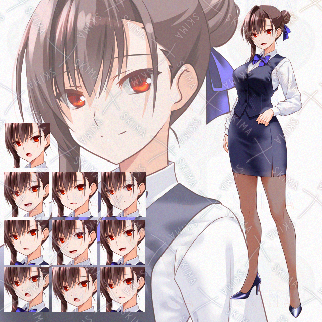 【表情10種】ミニスカOLさん