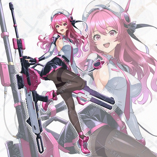 サイバーパンク少女【表情8種・差分パーツ2種】