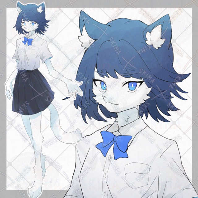 猫の学生獣人ちゃん【表情9種類】