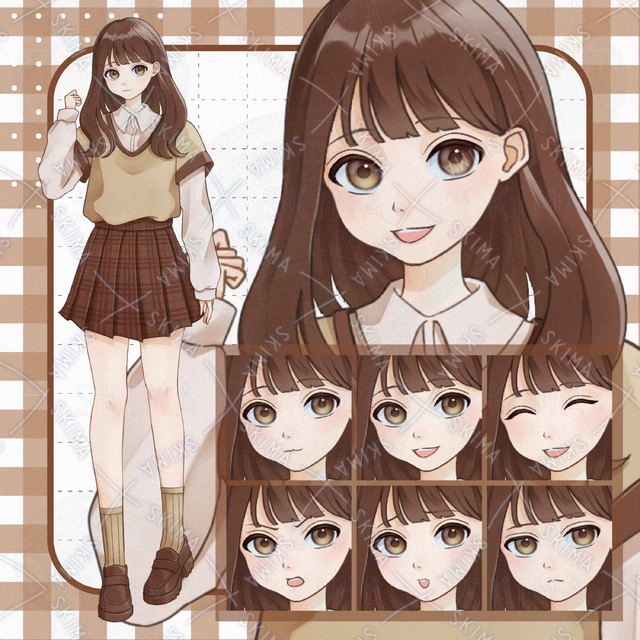 【SALE】チェックのプリーツスカートの女の子