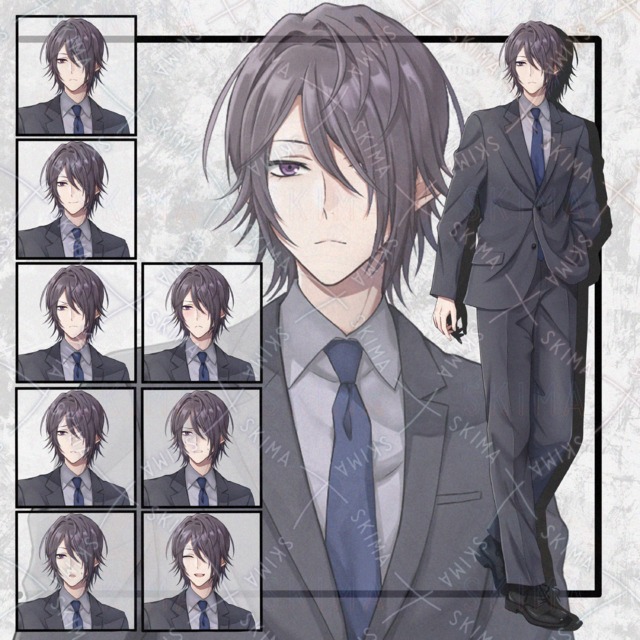 スーツの男性立ち絵　表情8種