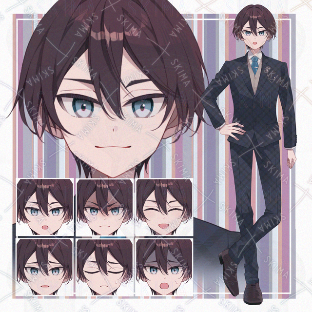 【表情７種】スーツの男子