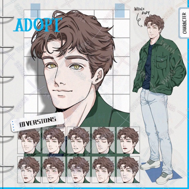 【表情10種】カジュアルな服装の男性