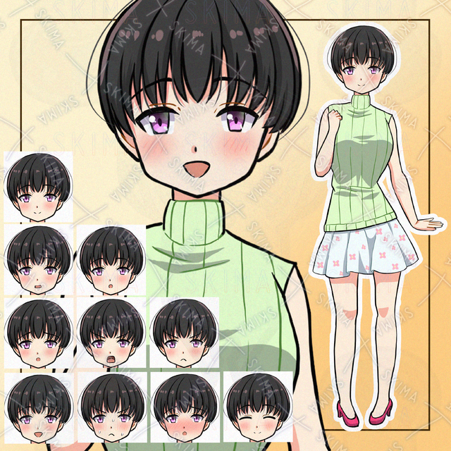 表情10種　ショートヘアの女の子