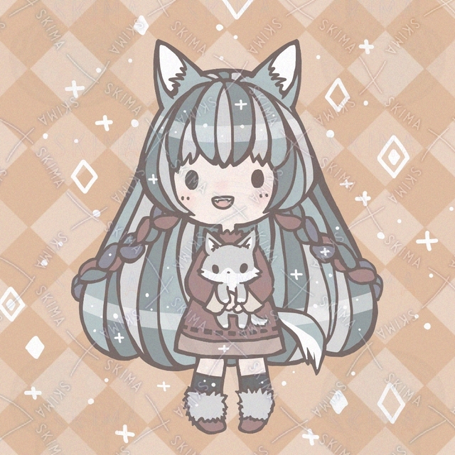 オオカミの女の子とぬいぐるみ