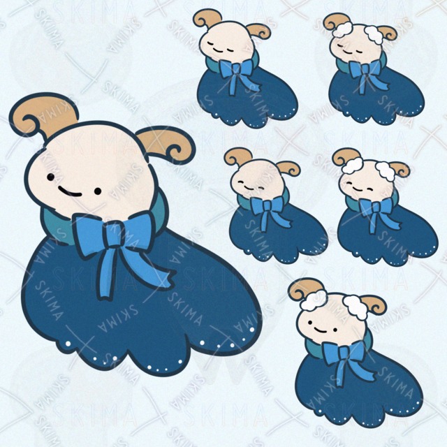 ようせいのようなひつじ（表情3種類、わたげ有・無）