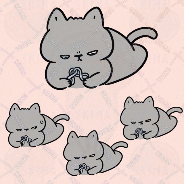 ちえのわにほんろうされるねこ（表情4種類）