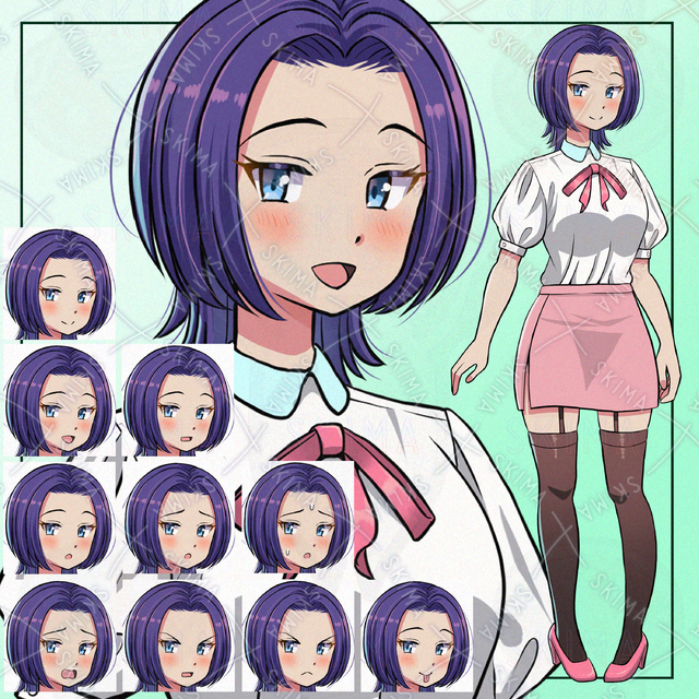 表情10種　タイトスカート女子