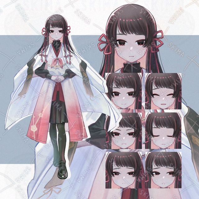 【年末SALE！】Adopt　梅/黒髪/黒目/和服/制服風【表情7種】