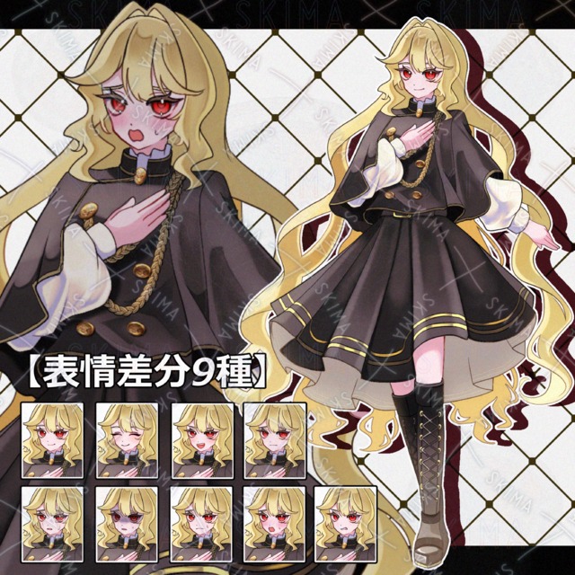 【表情9種】金髪赤目の女の子