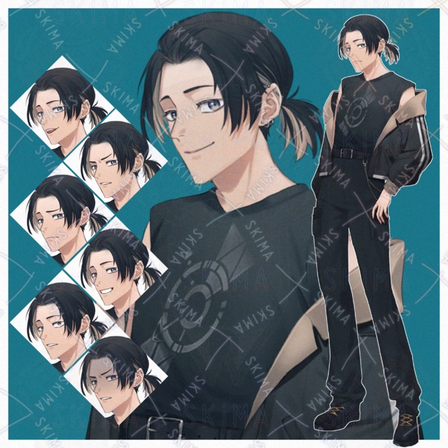 黒髪・髪を結んだキャラ【表情８種】