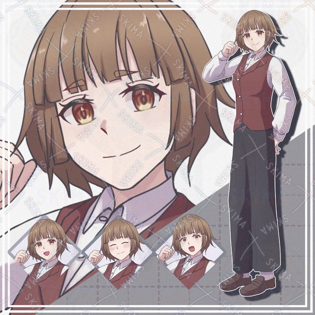 【表情10種】茶髪の麻呂眉女子【立ち絵】