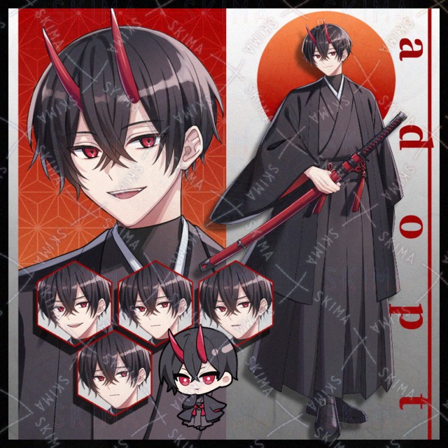 【adopt】表情6種/角/刀/羽織/ミニキャラ