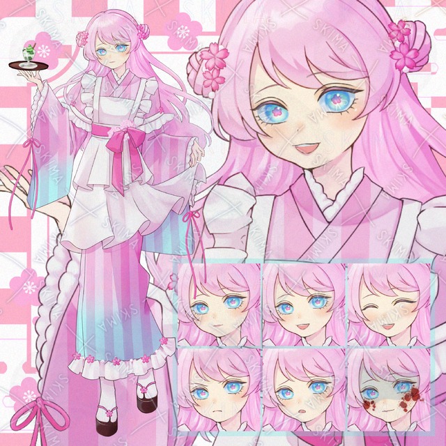 和喫茶で働くピンクの女の子