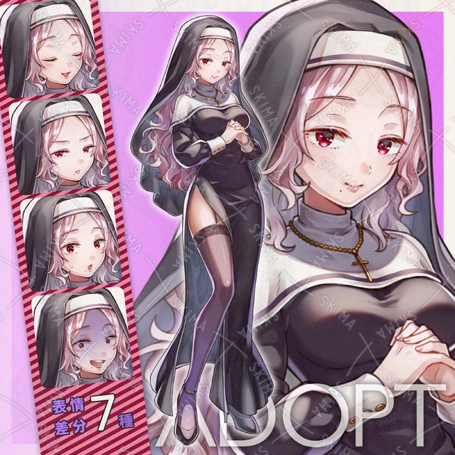 シスター風の女性【表情差分7種】