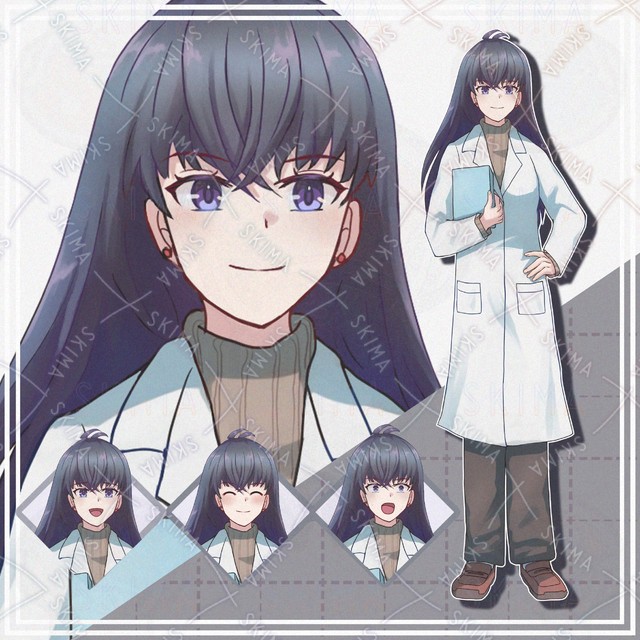 【表情10種】白衣の黒髪女性【立ち絵】