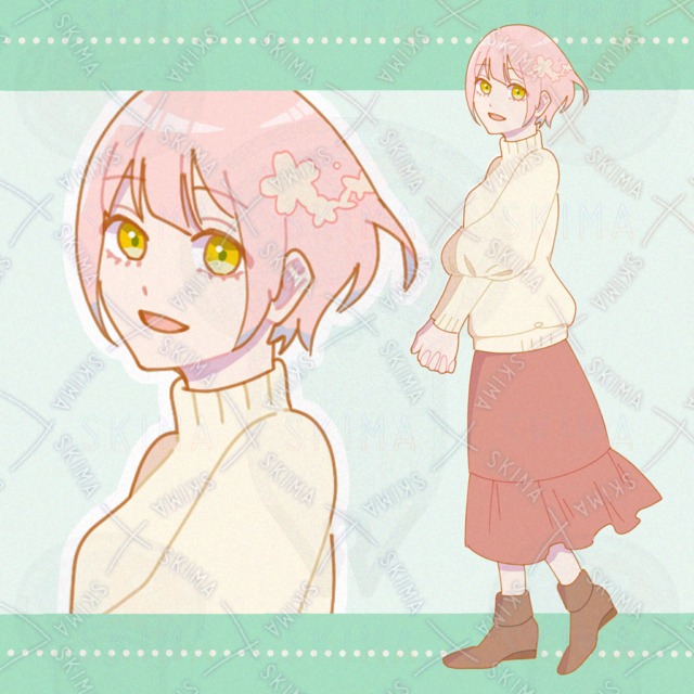 桜モチーフの少女