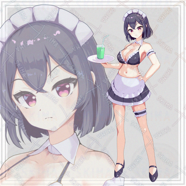 【表情10種】水着メイドの女の子