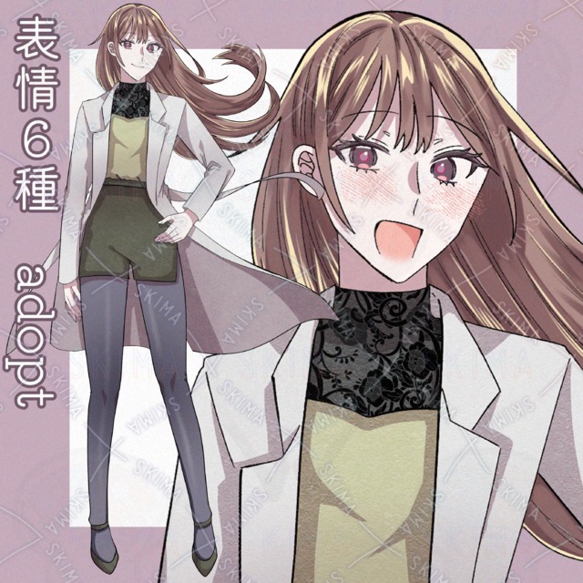 【表情6種】白衣の女性