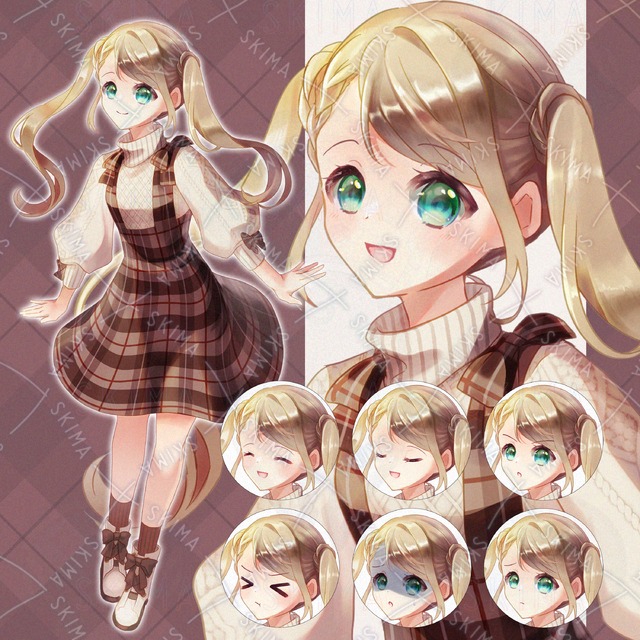 ツインテールの女の子【表情10種】