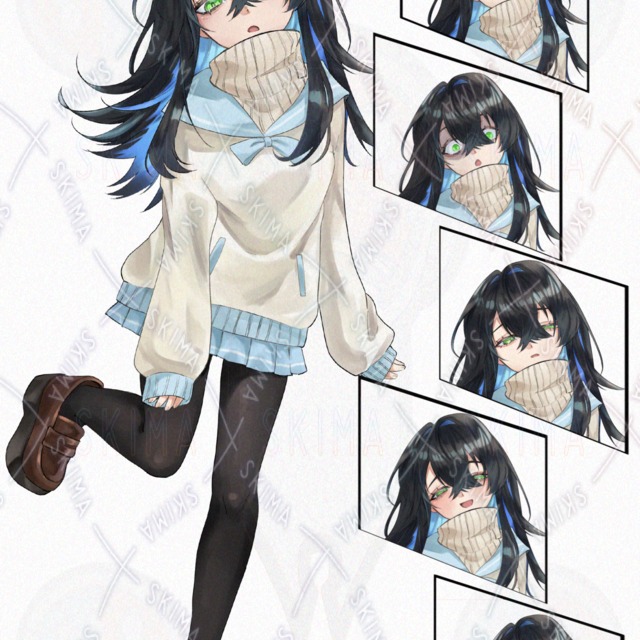 【女性キャラ立ち絵】セーラーセーター　表情差分あり