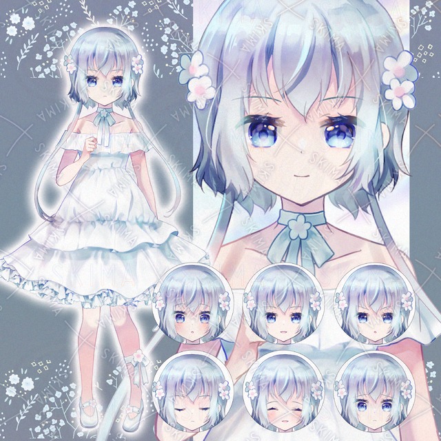 白ワンピースの女の子【表情10種】