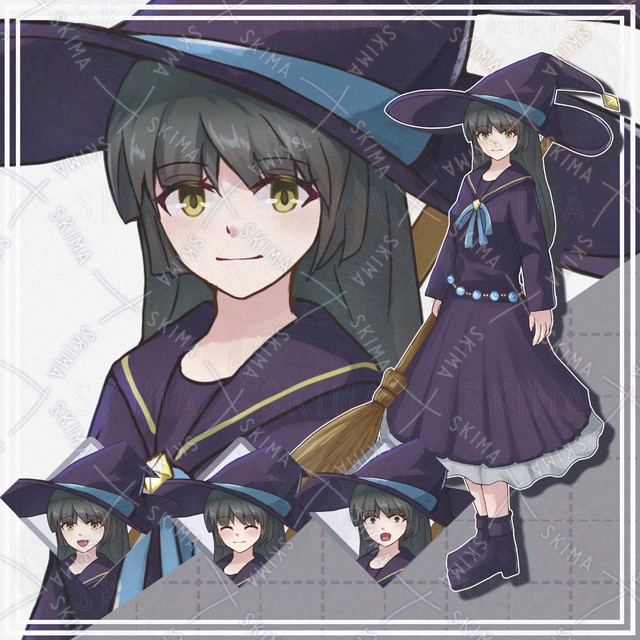 【表情10種】黒髪魔女の女の子【立ち絵】