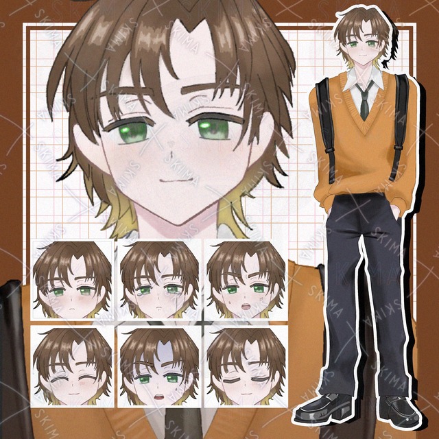 ワンコ系男子大学生【表情７種】