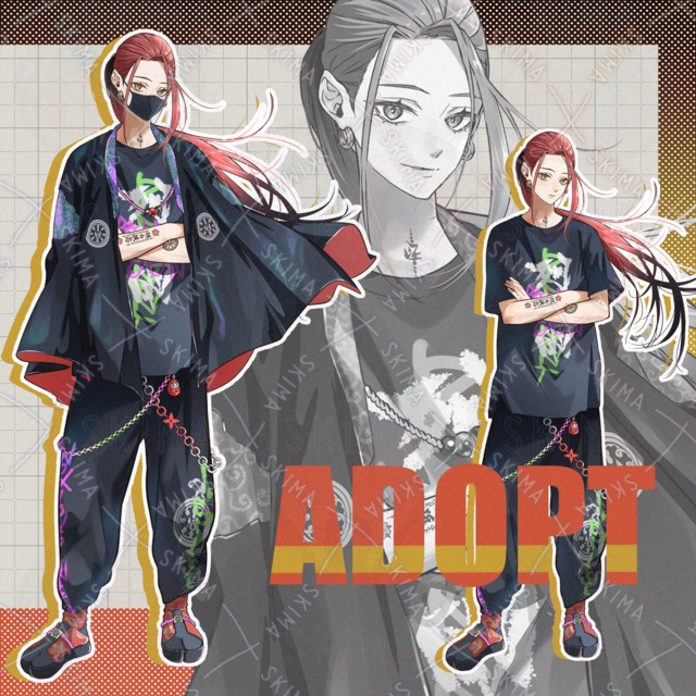 長髪和装風男子【表情差7種＋羽織＋マスク】