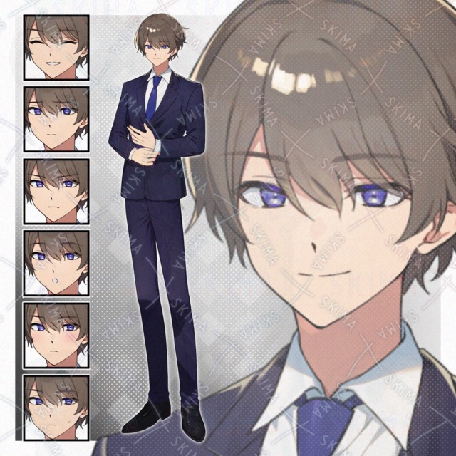 濃紺スーツの男性【表情差分6種 計7枚】