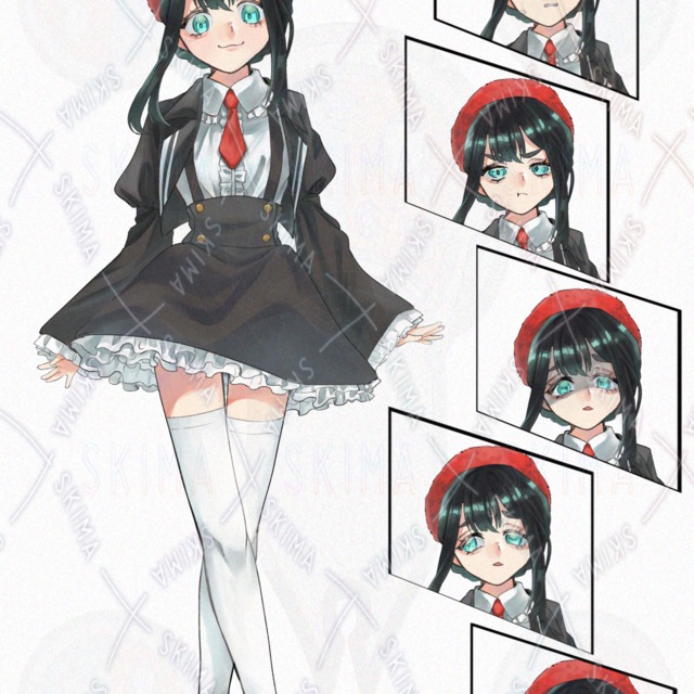 【女性キャラ立ち絵】ロリータ風サスペンダースカート　表情差分あり