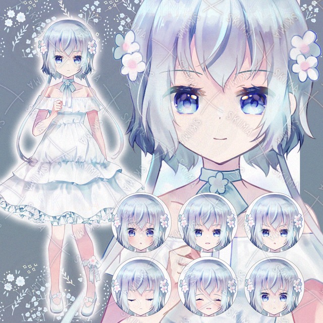 白ワンピースの女の子【表情10種】