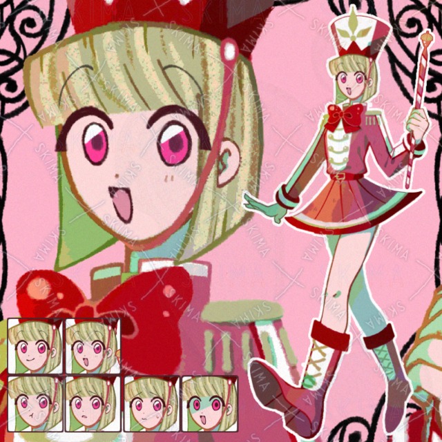 兵隊服を着た女性【表情6種】