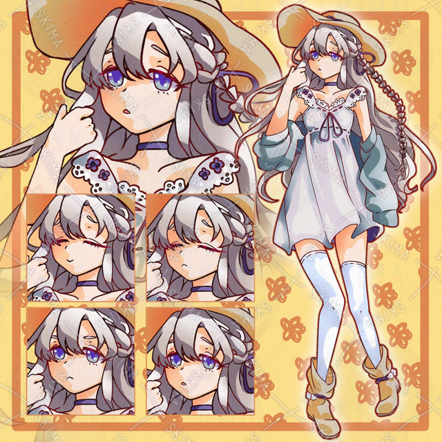 【表情4種】ワンピースの幸薄そうな女の子