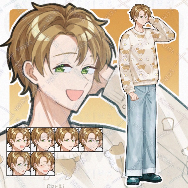 【年末SALE】犬柄トレーナーの男性【表情6種類】