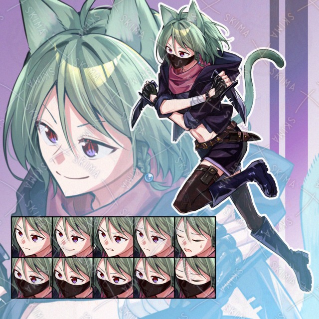 【年末SALE】盗賊風猫獣人【表情5種類＋マスク差分】