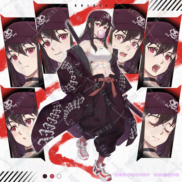 蛇眼の剣士【表情6種＋アイテム3種】