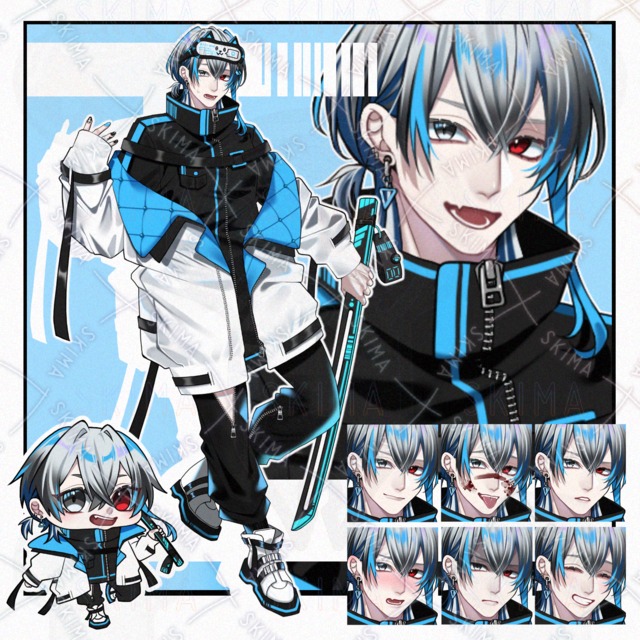 【立ち絵】サイバー風/男性キャラ【表情8種】